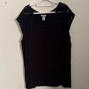 croft & barrow Black Lace-Trim Sleeveless Tank